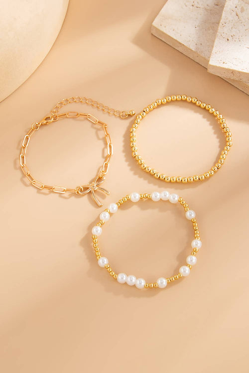 Bow Chain Pearl Beading Bracelet
