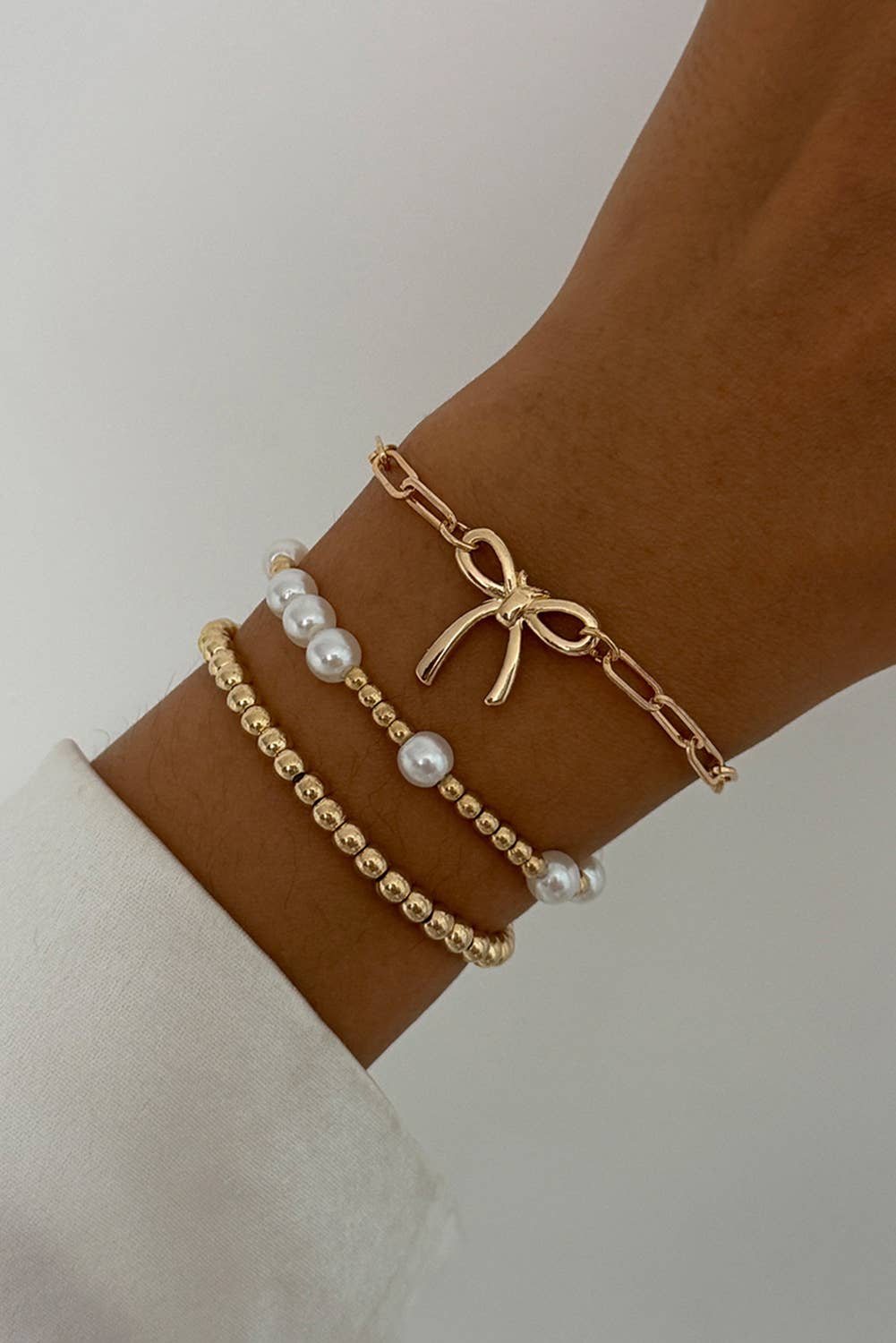 Bow Chain Pearl Beading Bracelet